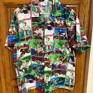 Vintage Repage Tarzan Comic style button up shirt